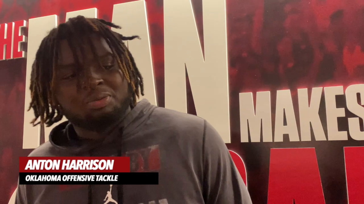 WATCH Oklahoma OT Anton Harrison KU Postgame Sports Illustrated