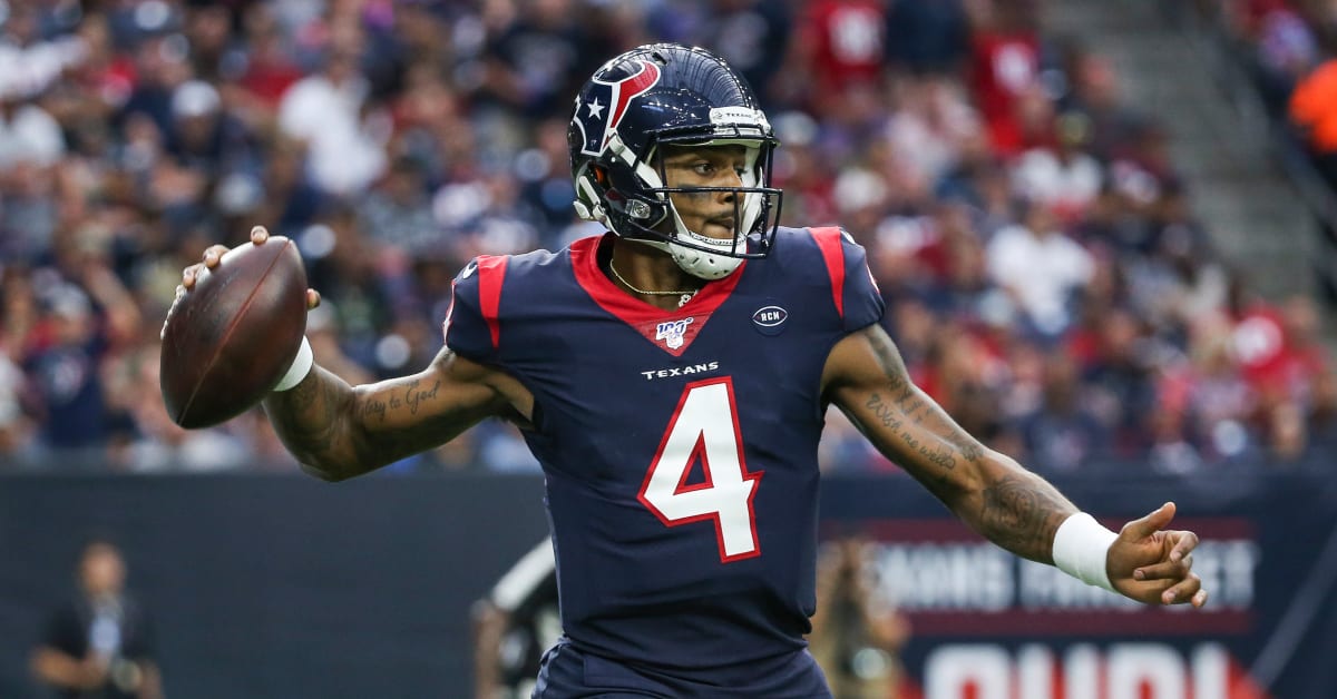 Houston Texans quarterback Deshaun Watson (4) runs against the Atlanta  Falcons during the first half of an NFL football game Sunday, Oct. 6, 2019,  in Houston. (AP Photo/Michael Wyke Stock Photo - Alamy