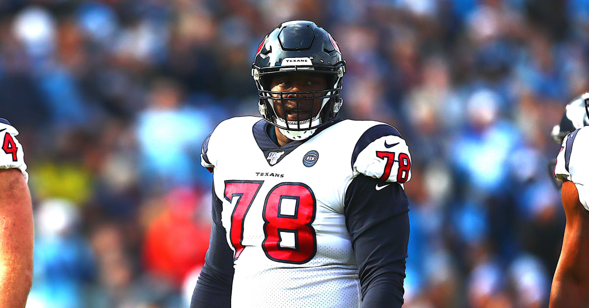 Houston Texans offensive tackle Tytus Howard walks off the field after a  31-21 loss to the Cleveland Browns in an NFL football game, Sunday, Sept.  19, 2021, in Cleveland. (AP Photo/Ron Schwane