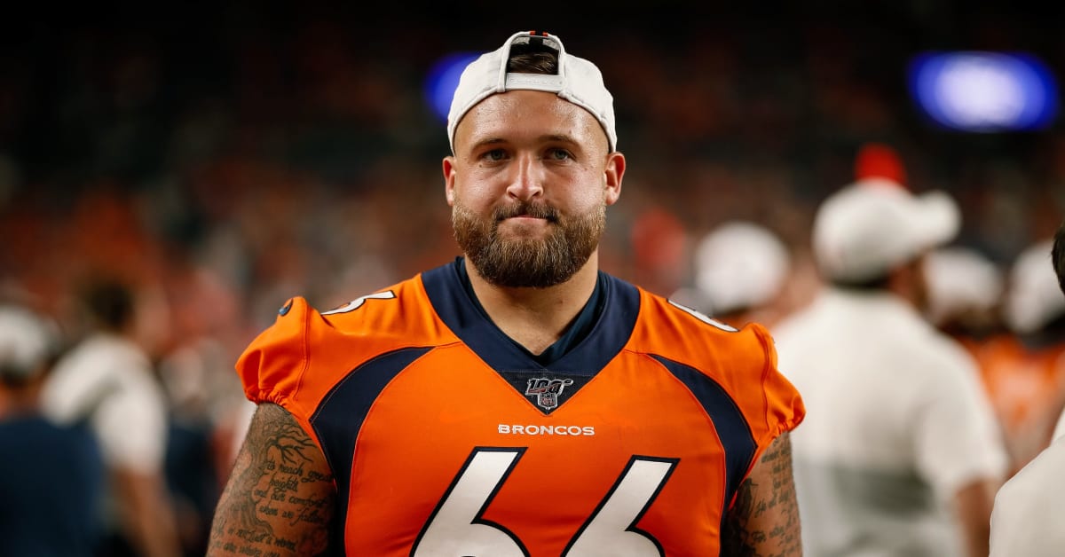 Green Bay, WI, USA. 22nd Sep, 2019. Denver Broncos offensive tackle Dalton  Risner #66 in the rain during the NFL Football game between the Denver  Broncos and the Green Bay Packers at