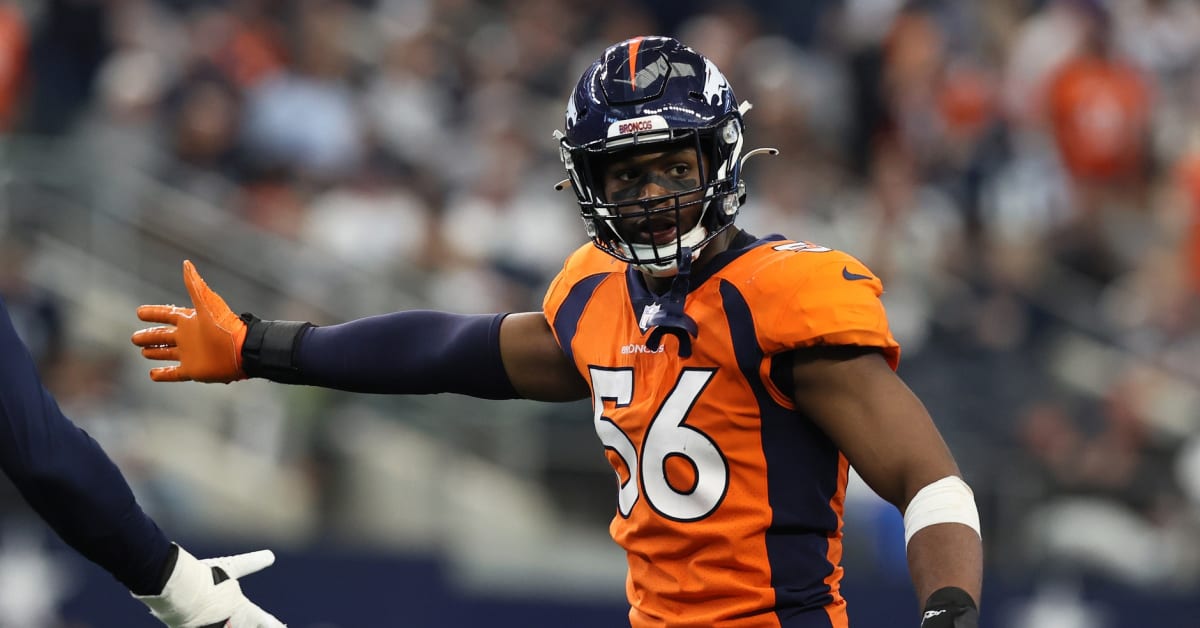 Denver Broncos linebacker Baron Browning (56) during the first half of an  NFL football game against the Las Vegas Raiders, Sunday, Oct 2, 2022, in  Las Vegas. (AP Photo/Rick Scuteri Stock Photo - Alamy