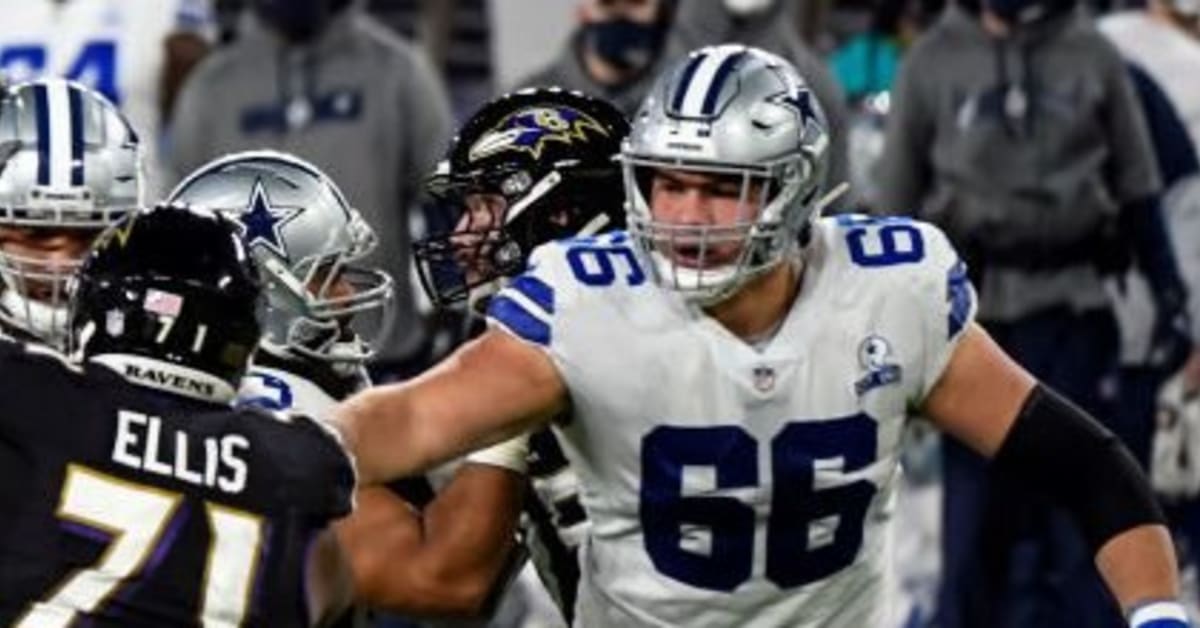 Dallas Cowboys guard Connor McGovern (66) is helped off the field by team  medical staff after suffering an unknown injury in the first half of a NFL  football game against the Tampa