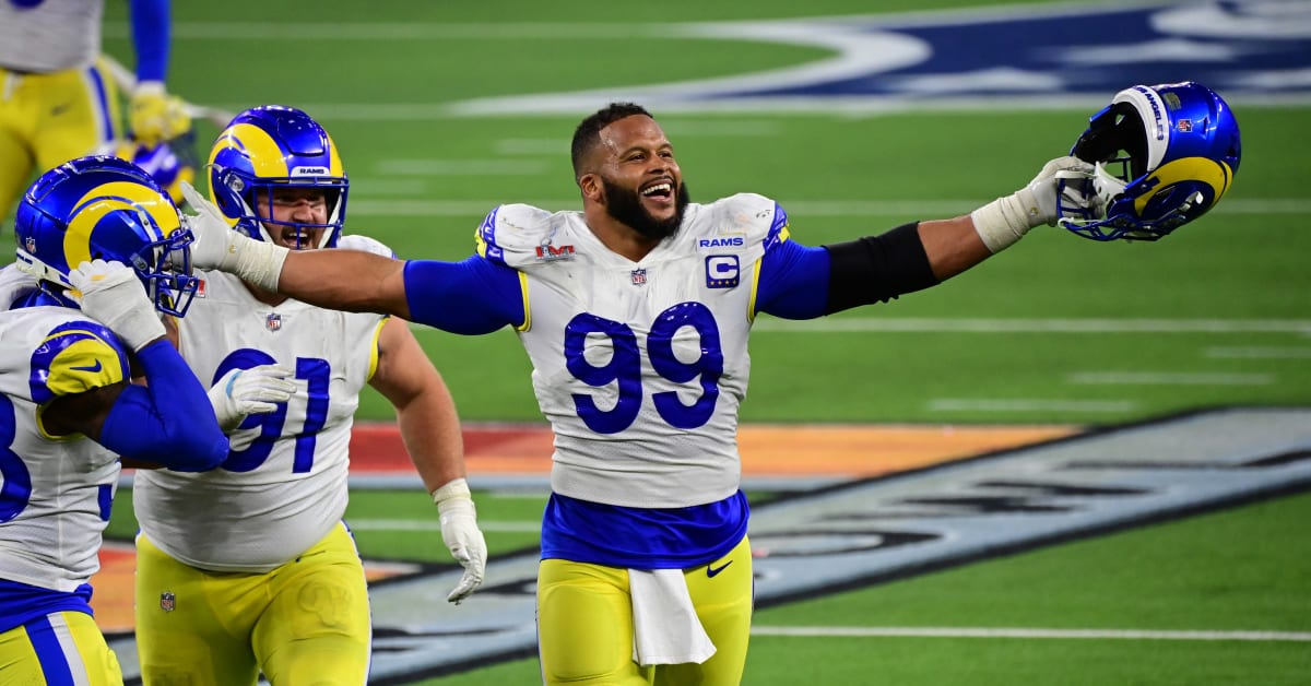 Aaron Donald told NBC's Rodney Harrison he might retire with Super Bowl win