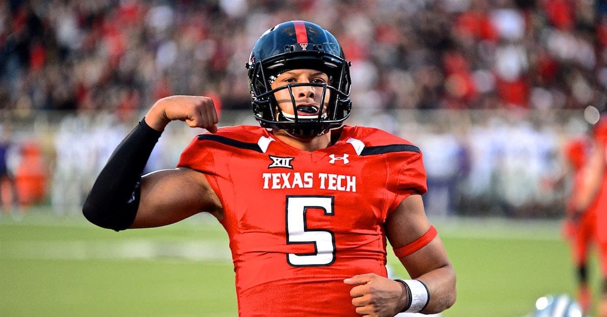 Patrick Mahomes Texas Tech Red Raiders Unsigned Black Jersey Throwing Close Up Photograph