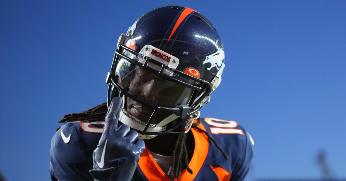 Denver Broncos wide receiver Jerry Jeudy stands on the sideline