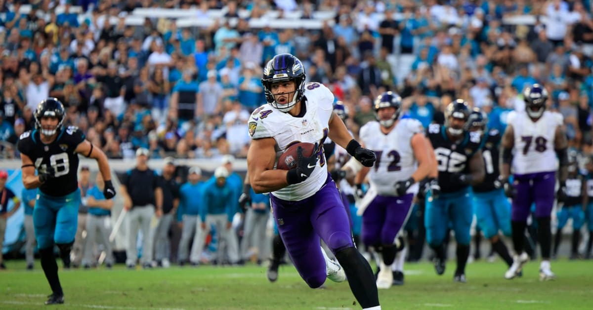 Baltimore Ravens tight end Josh Oliver (84) is shown before in the first  half of an