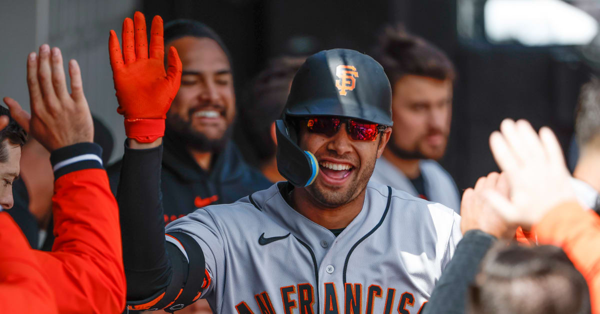 Blake Sabol receiving the ball and jersey from his first Major League hit :  r/SFGiants