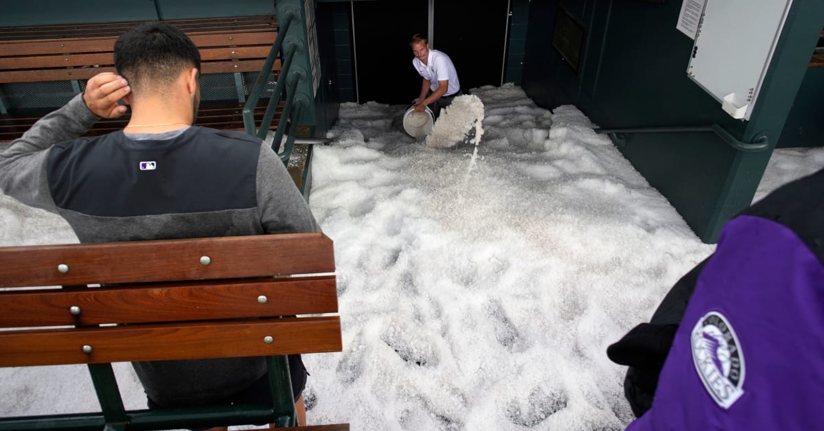 Watch: Coors Field battered by heavy hail storm during Rockies vs Dodgers,  game delayed