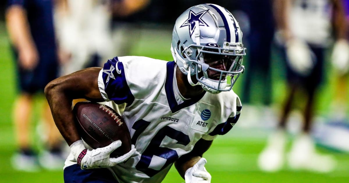 Dallas Cowboys receiver T.J. Vasher runs after a reception during the NFL  football team's rookie minicamp in Frisco, Texas, Friday, May 13, 2022. (AP  Photo/Michael Ainsworth Stock Photo - Alamy