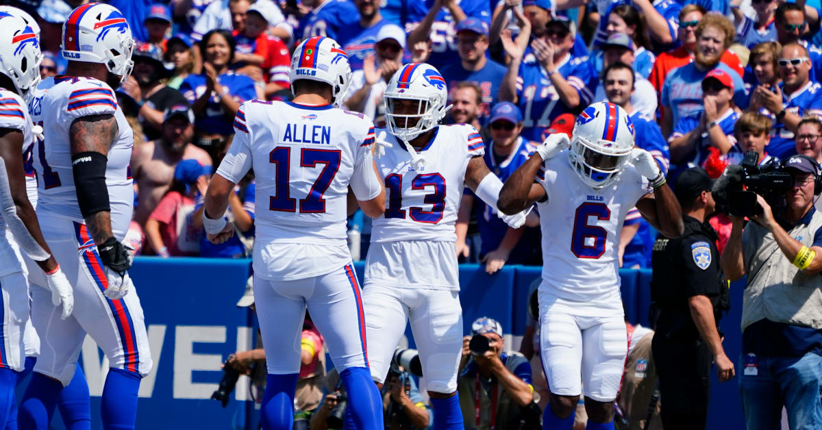 Stefon Diggs and Gabe Davis of the Buffalo Bills speak to Jalen