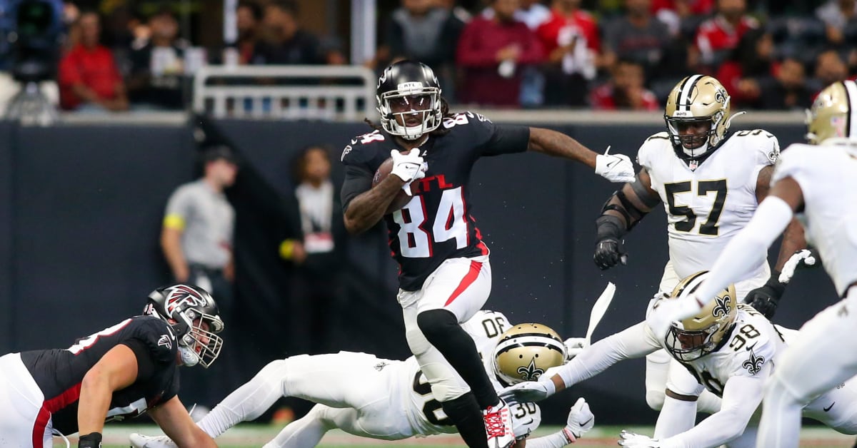 FILE - Atlanta Falcons running back Cordarrelle Patterson runs on his way  to scoring a touchdown during the first half of an NFL football game  against the Seattle Seahawks on Sept. 25