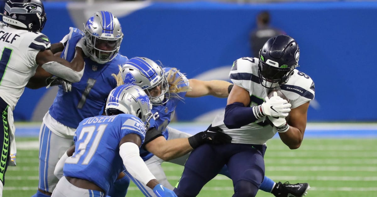 Seattle Seahawks tight end Noah Fant (87) in action during an NFL football  game against the Tampa Bay Buccaneers at Allianz Arena in Munich, Germany,  Sunday, Nov. 13, 2022. The Tampa Bay