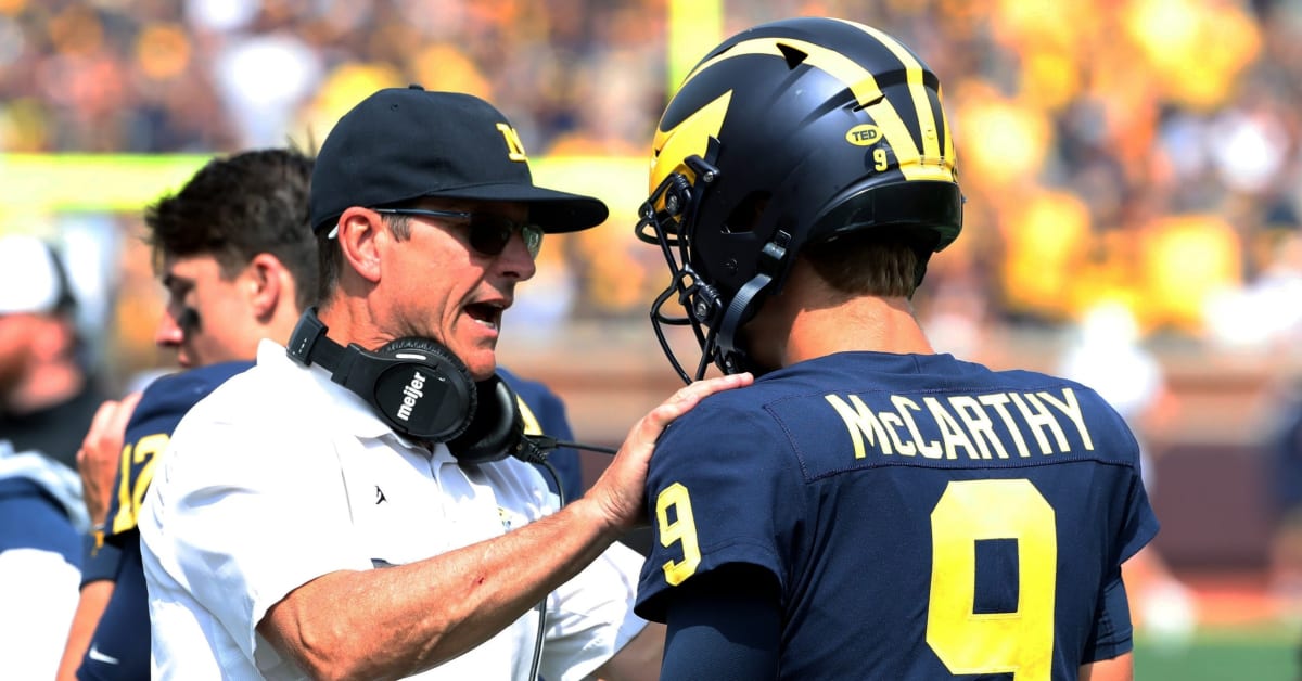 J.J. McCarthy wears 'Free Harbaugh' shirt before Michigan football opener 