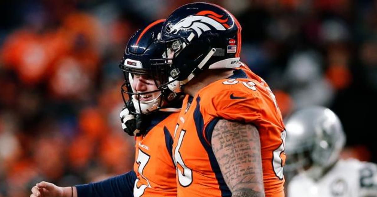 Denver Broncos offensive guard Dalton Risner (66) in coverage during an NFL  football game against the New York Giants, Sunday, Sept. 12, 2021, in East  Rutherford, N.J. The Denver Broncos won 27-13. (