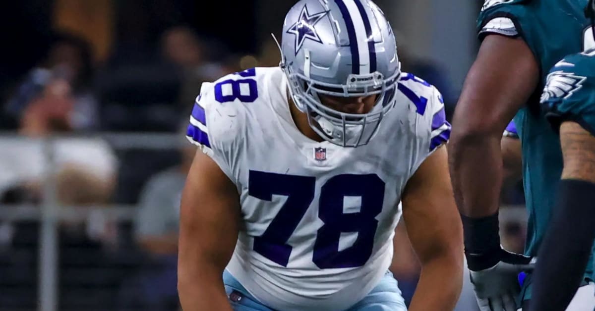 Dallas Cowboys offensive lineman Terence Steele (78) lines up for