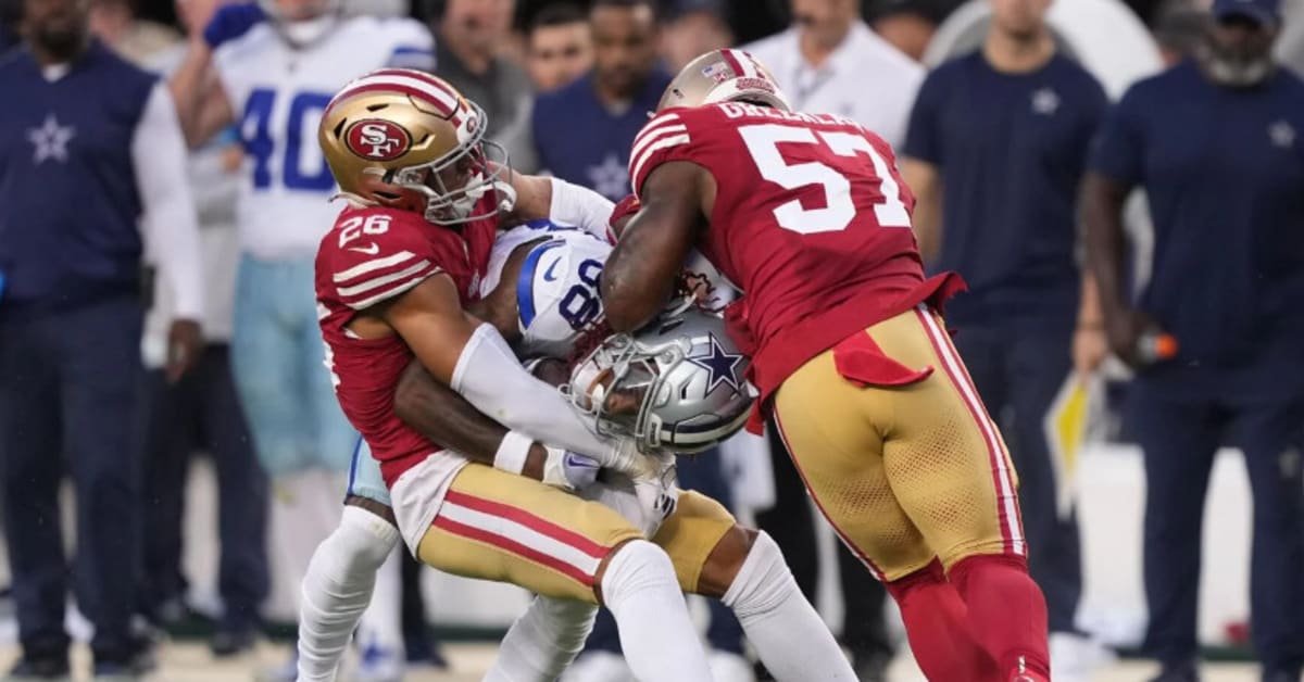 Linebacker (57) Dre Greenlaw of the San Francisco 49ers against the Los  Angeles Rams in an