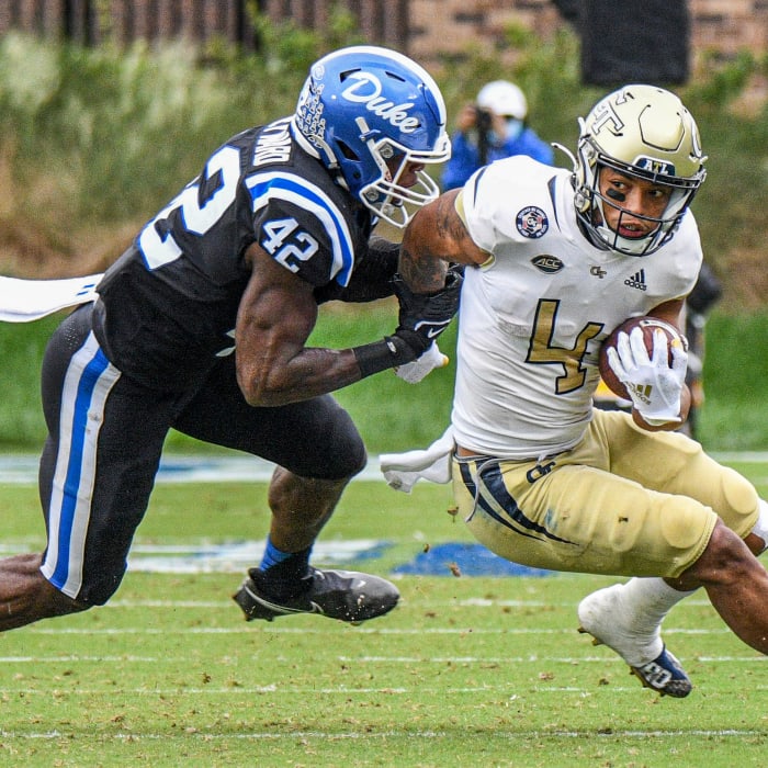 Georgia Tech Running Back Dontae Smith eludes a Duke defender