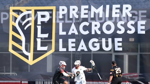Atlas' Paul Rabil (99) carries the ball against the Archers during the  Premier Lacrosse League game on Saturday, Sept. 21, 2019, in Chester, Pa.  (Adam Hunger/AP Images for Premier Lacrosse League Stock