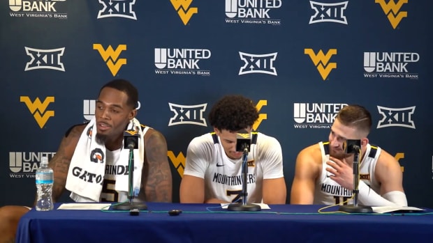 Jimmy Bell Jr., Tre Mitchell and Erik Stevenson Buffalo Postgame 2022