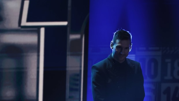 Leo Messi en el escenario en los premios The Best