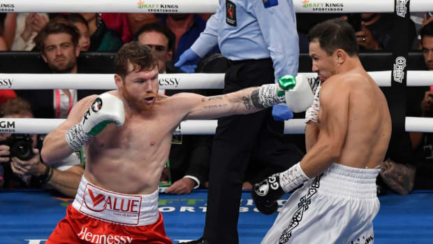 Canelo Álvarez en su pelea ante Gennady Golovkin