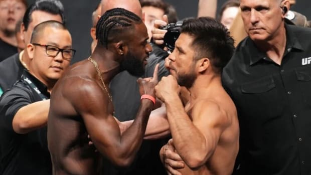 Aljamain Sterling & Henry Cejudo face off at the UFC 288 ceremonial weigh-ins