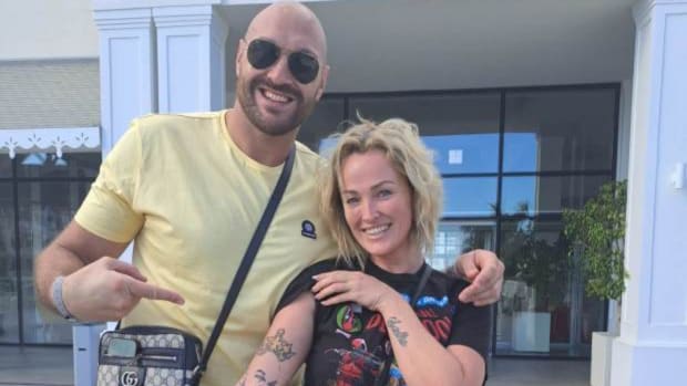 Tyson Fury super fan Anna Sinclair shows off her tattoo of "The Gypsy King."