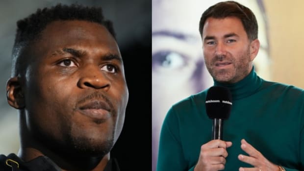 Former UFC Heavyweight Champion Francis Ngannou and Matchroom Boxing's Eddie Hearn.