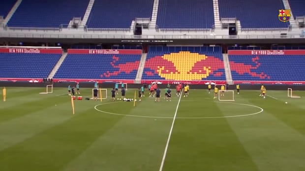 FC Barcelona training at Red Bull Arena in New York