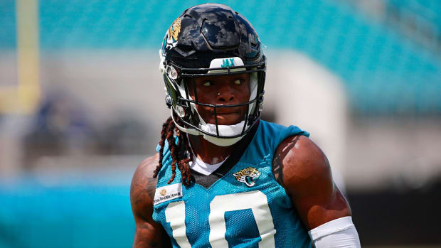 Laviska Shenault Jr. practicing with the Jaguars.