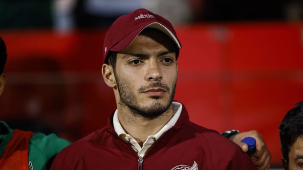 Raul Jimenez de Mexico durante el partido Mexico (Seleccion Nacional Mexicana) vs Irak,amistoso de preparacion previo al inicio de la Copa Mundial de la FIFA Qatar 2022, en el Estadio Municipal de Montilivi, el 9 de noviembre de 2022. GIRONA ESPANA ESPANA