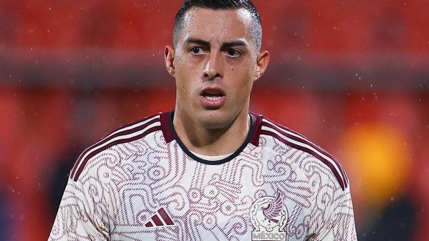 Rogelio Funes Mori de Mexico durante el partido Mexico (Seleccion Nacional Mexicana) vs Irak,amistoso de preparacion previo al inicio de la Copa Mundial de la FIFA Qatar 2022, en el Estadio Municipal de Montilivi, el 9 de noviembre de 2022. GIRONA ESPANA ESPANA