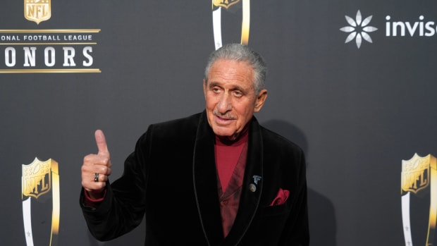 Feb 8, 2024; Las Vegas, NV, USA; Atlanta Falcons owner Arthur Blank on the red carpet before the NFL Honors show at Resorts World Theatre.