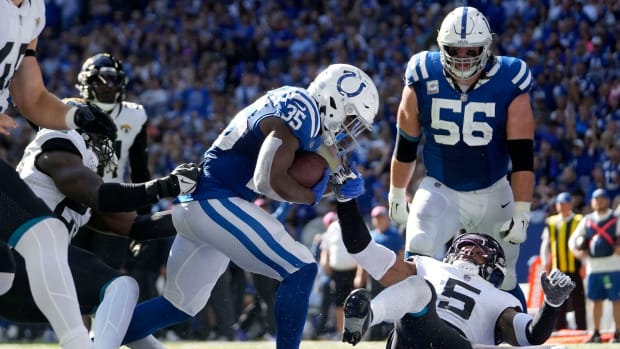 Indianapolis Colts tackle Blake Freeland (73) in action during the NFL  preseason football game against the Philadelphia Eagles, Thursday, Aug. 24,  2023, in Philadelphia. (AP Photo/Chris Szagola Stock Photo - Alamy