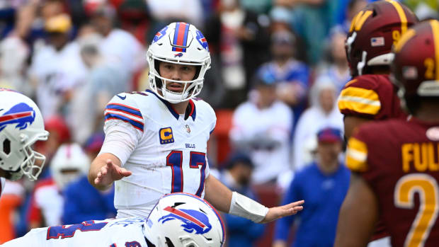 Buffalo Bills kicker Tyler Bass (2) warms up on the field before an NFL  football game against the Miami Dolphins, Sunday, Sept. 19, 2021, in Miami  Gardens, Fla. (AP Photo/Doug Murray Stock