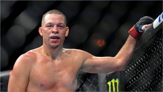 Nate Diaz during a fight inside the UFC Octagon.