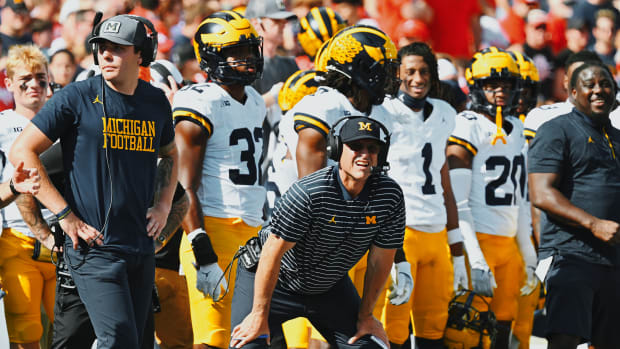 Harbaugh, Woodson, Woodley at UM jersey unveiling