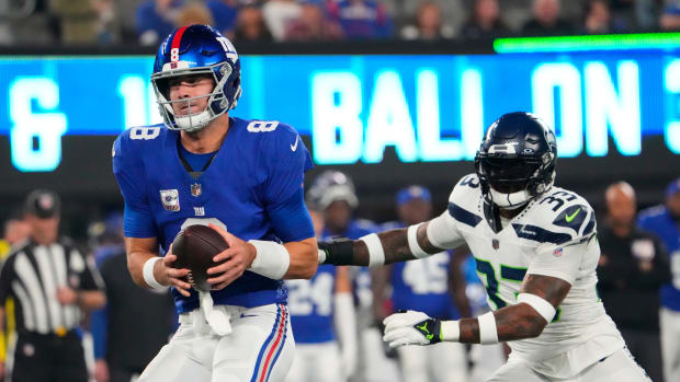 Seattle Seahawks wide receiver DK Metcalf (14) during an NFL football game  against the Denver Broncos, Monday, Sept. 12, 2022, in Seattle, WA. The  Seahawks defeated the Bears 17-16. (AP Photo/Ben VanHouten