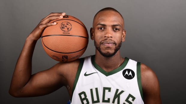 AJ Green of the Milwaukee Bucks poses for portraits during media