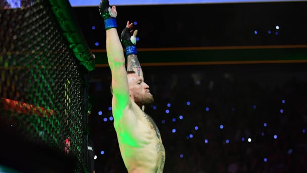 Conor McGregor makes his entrance during a UFC event.