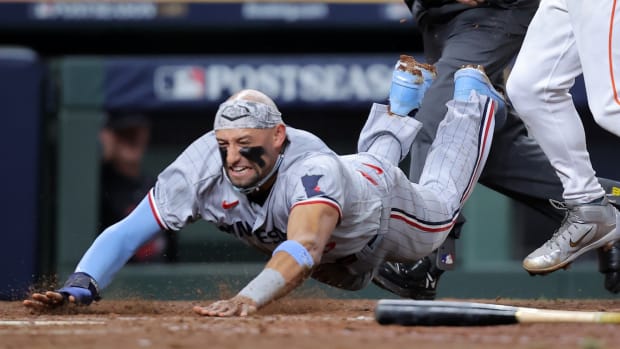 MINNEAPOLIS, MN - JUNE 08: Minnesota Twins catcher Ryan Jeffers (27) behind  the plate during a game between the Minnesota Twins and New York Yankees on  June 8, 2022 at Target Field