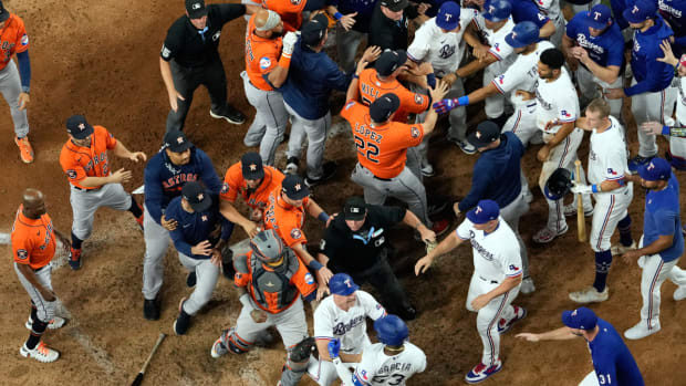 Astros' Bryan Abreu Punished by MLB After Hitting Rangers' Adolis Garcia  With Pitch - Sports Illustrated