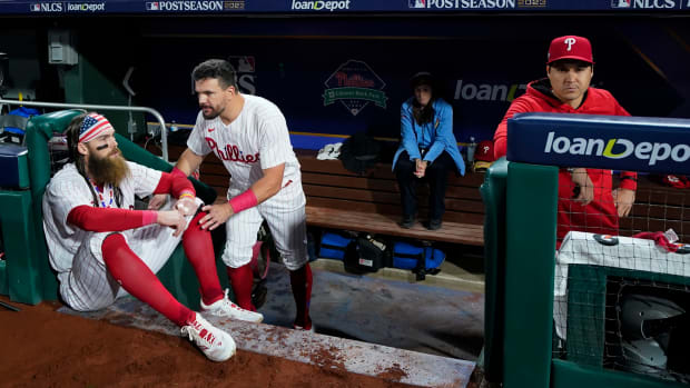 Phillies' Bryce Harper stares down Orlando Arcia after SMASHING three-run  homer, as Braves shortstop is left to rue 'atta-boy' jibe