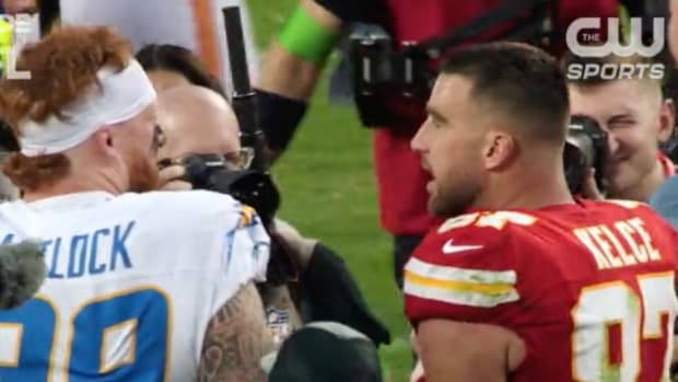 Mics Caught Travis Kelce Giving Some Thoughtful Advice to a Chargers Rookie