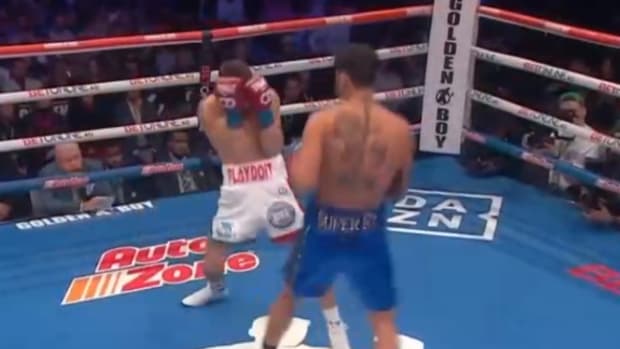 Ryan Garcia and Oscar Duarte in their boxing match.