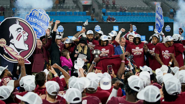 Florida State players celebrate after winning the ACC championship