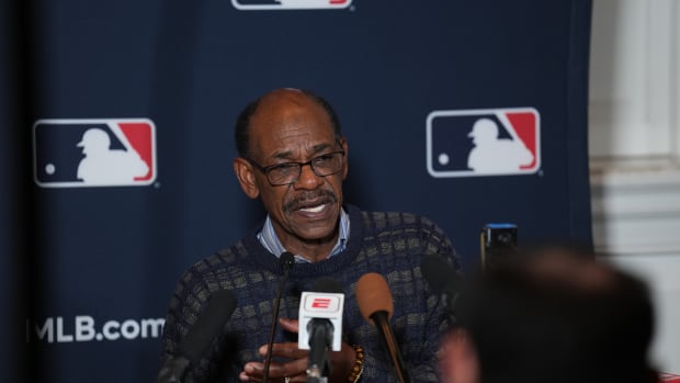 Dec 4, 2023; Nashville, TN, USA; Los Angeles Angels manager Ron Washington answers questions at a press conference during the 2023 MLB Winter Meetings. Mandatory Credit: Kyle Schwab-USA TODAY Sports  