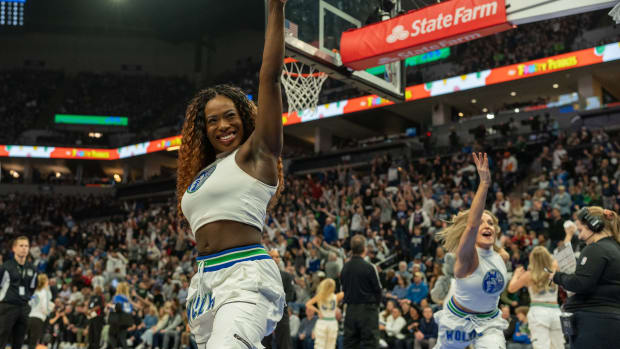 Timberwolves dancers throw T-shirts to crowd