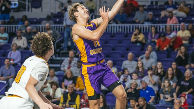 Lyon County Lyons guard Travis Perry (11) goes for a lay up against the Buckhorn Bucks in the 50th annual City of Palms Classic Signature Series championship game at Suncoast Credit Union Arena in Fort Myers on Friday, Dec. 22, 2023.