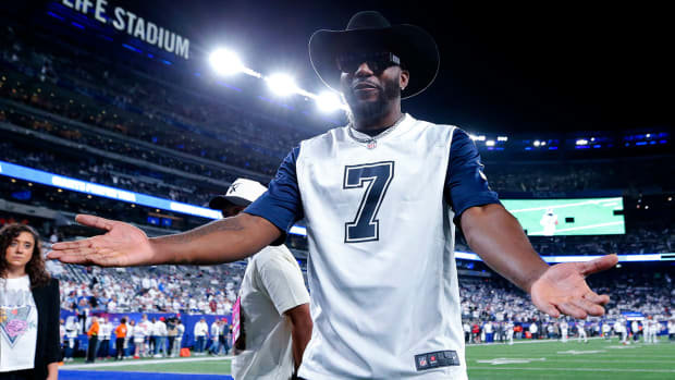 Dallas Cowboys former player Dez Bryant before the game against the New York Giants at MetLife Stadium. 
